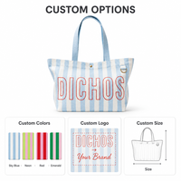Sac fourre-tout personnalisé Dichos Canvas de luxe à grande capacité avec poignée d'épaule, idéal pour la plage et les voyages, style imprimé rayé populaire