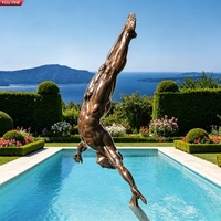 YOUFINE Lebensgroße Bronze-Taucherfigur Moderne Abstrakte Männliche Statue für Villa Pool Poolbereich Landschaftsgestaltung