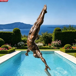 YOUFINE Escultura de Hombre Buceando en Bronce de Tamaño Real, Estatua Masculina Abstracta Moderna para Villa, Piscina, Paisajismo junto a la Piscina - Product Image 1