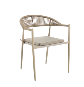 Offre Spéciale bas prix extérieur Table et <span class=keywords><strong>chaise</strong></span> ensemble jardin PE <span class=keywords><strong>rotin</strong></span> tressage corde <span class=keywords><strong>chaise</strong></span> métal aluminium chaises pour restaurant à manger - Product Image 1
