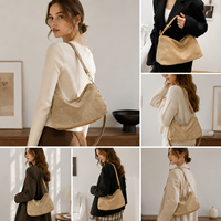 Sac à bandoulière personnalisé en suède PU pour femme, sac hobo tendance, sac à main bandoulière, sac fourre-tout décontracté de luxe avec sangle réglable, OEM ODM