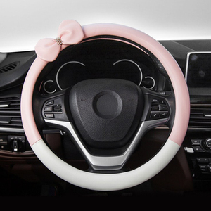 Super mignon Kawaii 38cm cuir Auto voiture SUV couverture de volant pour fille femmes quatre saisons universel - Product Image 1
