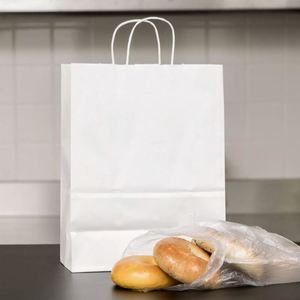 Bolsas de Compra Kraft con Asas para Comida para Llevar, Personalizadas, Ecológicas, Biodegradables, con Impresión Digital, para Restaurantes de Comida Rápida - Product Image 1