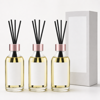Diffuseur de parfum cylindrique en verre de 50 ml avec bâtonnets noirs pour la maison