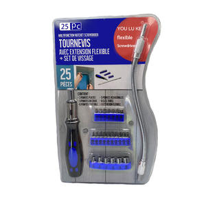 Jeu de tournevis à cliquet Flexi, 25 pièces, finition chromée, lame en acier au carbone, poignée en aluminium, kit d'outils de bricolage - Product Image 3