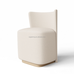 Ensemble de table à manger ronde <span class=keywords><strong>en</strong></span> pierre de roseau moderne Sageliving avec 4 chaises <span class=keywords><strong>en</strong></span> <span class=keywords><strong>tissu</strong></span> sans bras blanc pour maison contemporaine - Product Image 5