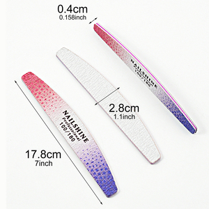 Lima de uñas profesional de doble cara 100/180 Grit Half Moon con logotipo personalizado Mini esmeril de plástico colorido para salones de manicura - Product Image 2
