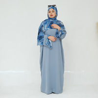 Robes pour femmes vêtements islamiques modestes EID Ramadan nouveau Nida fermé Abaya femmes robe musulmane avec imprimé Hijab manches fendues