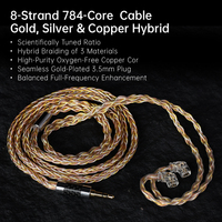 CCA 784 Tressage hybride de 3 matériaux Cuivre sans oxygène de haute pureté Cor Prise 3,5 mm Équilibré Amélioration de la fréquence complète