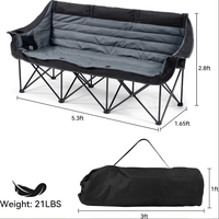 Chaises de camping pour 3 personnes, chaise de camping surdimensionnée, chaise de camping rembourrée, canapé de camping robuste pour l'extérieur, pelouse