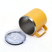 Mug isotherme portable en acier inoxydable 304 de 12 oz, à double paroi, pour le voyage, le bureau, le café, la bière, avec poignée et couvercle