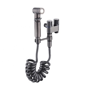 Robinet d'angle trois voies <span class=keywords><strong>pour</strong></span> toilettes domestiques, design moderne et simple, personnalisé en usine, avec pistolet pulvérisateur, une entrée, deux sorties - Product Image 5