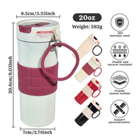 Gobelet isotherme en acier inoxydable écologique personnalisé de 20 oz pour le bureau, portable pour l'extérieur, avec paille pour couple, vente en gros
