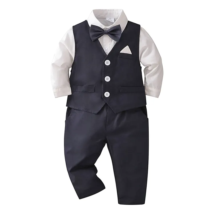 Popular Autumn Spring Infant Clothing Baby Boy Suit Gentleman Wedding Formal 3Piece Clothes Suit