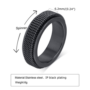خاتم رجالي دائري من الإستانلس ستيل من التنجستين عالي الجودة - Product Image 3