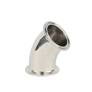 QINFENG 1/2"~6" ISO 3A CE Casting Equal Round Sanitary Stainless Steel Clamped 45 Degree Bend Elbow Pipe Fitting