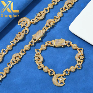 Factory Custom Fine Jewelry Hip Hop 10mm Moon Star 925 Sterling Silver Bracelet Moissanite Luxury Women <b>Men</b> Chain Link Bracelets - Product Image 2