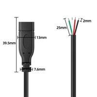 Cable USB C a 4 pines con cable desnudo 22AWG 5V 3A, tipo Pigtail, para bricolaje, reparación y reemplazo, 0.25M 1M 2M