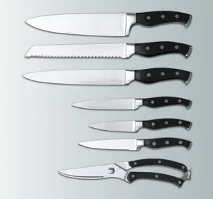 Logo personalizzato Set De Cuchillos Para Chef tedesco Din 1.4116 Set di coltelli da cucina con manico Pakka e G10