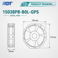 Ventilateur de ventilation tubulaire 187 CFM 15038PB-BOL-GPS – Débit d'air stable pour refroidissement d'armoires industrielles – Unité de remplacement CA pour service de maintenance