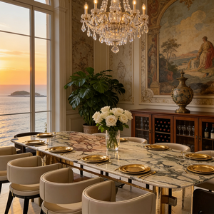 <span class=keywords><strong>Tavolo</strong></span> da Pranzo di Lusso Moderno in Marmo Stile Italiano per Ristorante Hotel Casa Arredamento Grande Rettangolare con Piano in Pietra e Base in Metallo - Product Image 6