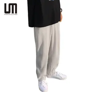 Liu Ming Korean Fashion 2024 Men Streetwear Casual Elastic Waist Trousers Pleated Straight Pants