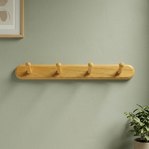 Porte-manteau mural multifonction en bois avec 4 crochets, design minimaliste, installation facile pour le rangement des vêtements - Product Image 2