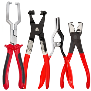 Fuel Line Clip <b>Pliers</b> <b>Set</b> 4 Pc Heavy Duty Steel Hose Clamp Remover Automotive Auto Repair Tool - Product Image 2