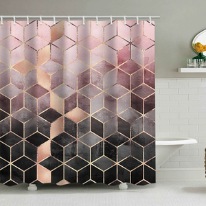 <span class=keywords><strong>Rideau</strong></span> de <span class=keywords><strong>douche</strong></span> moderne en polyester, imprimé numérique 3D effet marbre <span class=keywords><strong>nid</strong></span> <span class=keywords><strong>d</strong></span>'<span class=keywords><strong>abeille</strong></span>, imperméable et anti-moisissure, avec 12 crochets - Product Image 3