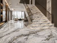 Dalles de marbre blanc et gris Siena pour îlots de cuisine, carreaux de sol, murs de salle de bain, tables basses, lavabos en pierre et panneaux décoratifs