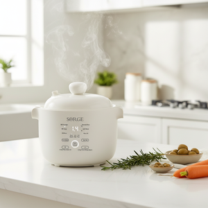 หม้อหุงข้าวไฟฟ้าเซรามิกขนาด 1.2 ลิตร แบบตั้งโปรแกรมได้ พร้อมระบบควบคุมความดันขนาดเล็ก กำลังไฟ 300 วัตต์ ต้มได้ทั้งแบบเร็วและแบบช้า พร้อมเซ็นเซอร์วัดอุณหภูมิ สำหรับข้าว ซุป และอาหารเด็ก - Product Image 1