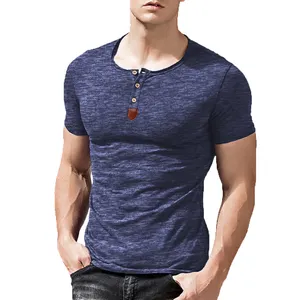 Camiseta de manga corta para hombre, prenda de vestir, ajustada, informal, de cuero, estilo Deco, Henley, precio más bajo