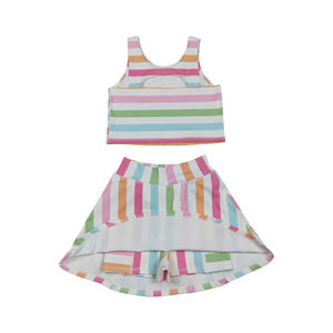 Tenue de sport active pour fillettes : Haut sans manches rayé coloré et jupe-short – Collection Tendance 2026 de la Boutique Trendyism – Qualité supérieure - Product Image 2