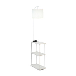 White Floor <b>Lamp</b> With 3-Tier <b>Shelf</b> Adjustable Height LED Light Scandinavian Style Bedroom Living Room Decor - Product Image 5