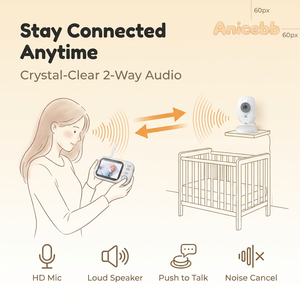 Moniteur audio portable pour bébé, audio bidirectionnel, haut-parleur intégré, écran 3,5 pouces, résolution 720P, transmission 300 m, vision nocturne - Product Image 5