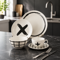 Services de vaisselle en porcelaine céramique blancs classiques durables et éco-responsables pour la maison, les mariages, les hôtels, inspirés des dessins animés