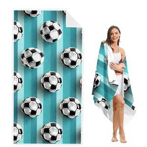 फ़ुटबॉल बीच तौलिया ईवा केस माइक्रोफ़ाइबर बीच तौलिये के साथ लोगो आकार अनुकूलित माइक्रो फ़ाइबर ट्रैवल स्पोर्ट जिम तौलिया