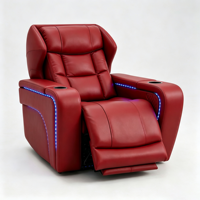 Nouveau style canapé trois places électrique inclinable en cuir véritable et tissu, tendance internet, moderne et minimaliste, avec éclairage LED d'ambiance et rembourrage en mousse solide