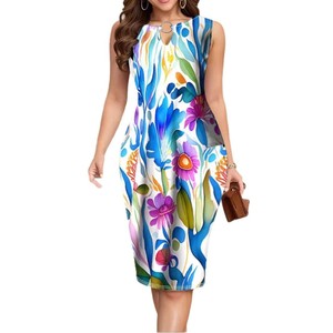 Robe élégante imprimée pour femme, style gilet, collection Printemps-Été 2026, tendance TikTok, commerce transfrontalier Europe-Amérique - Product Image 6