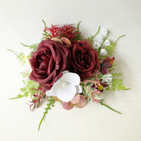 Roses artificielles en tissu faites à la main, réalistes et légères, style européen, pour boutonnière de mariage et corsage de poignet, décorations DIY