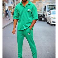 Ensembles de survêtements pour hommes avec logo de marque personnalisé de la même couleur Vêtements de sport deux pièces Survêtements de marque pour hommes