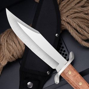 Cuchillo Multiusos de Acero Inoxidable con Mango de Madera, 20cm, 4mm de Grosor, Modelo HK SS232, para Camping y Actividades al Aire Libre - Product Image 3