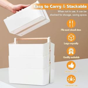 Organizador de utensilios portátil para encimera, organizador de cubiertos con divisores extraíbles, cesta para cubiertos y servilletas con asa para acampar - Product Image 2