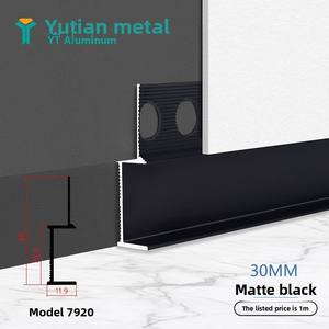 Plinthe encastrée moderne minimaliste en alliage d'aluminium noir mat avec rainures intégrées, finition mastic, dissimulée, 2 <span class=keywords><strong>cm</strong></span>, sur mesure - Product Image 2