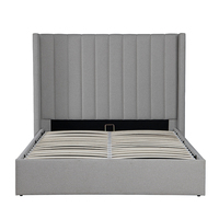Willsoon Cadre de lit en bois King-Size au design moderne avec panneau de rembourrage souple en tissu de lin de luxe pour chambre à coucher