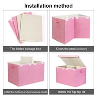 Grands coffres de rangement pour jouets avec couvercle rabattable et séparateurs, bacs de rangement pliables pour salle de jeux