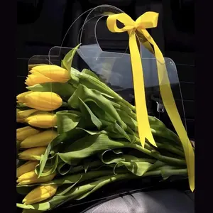Transparente Kunststoff-Blumenstrauß-Packt asche Klare PVC-Tasche für kleine Unternehmen Florist-Verpackungs tasche Günstig mit Griff