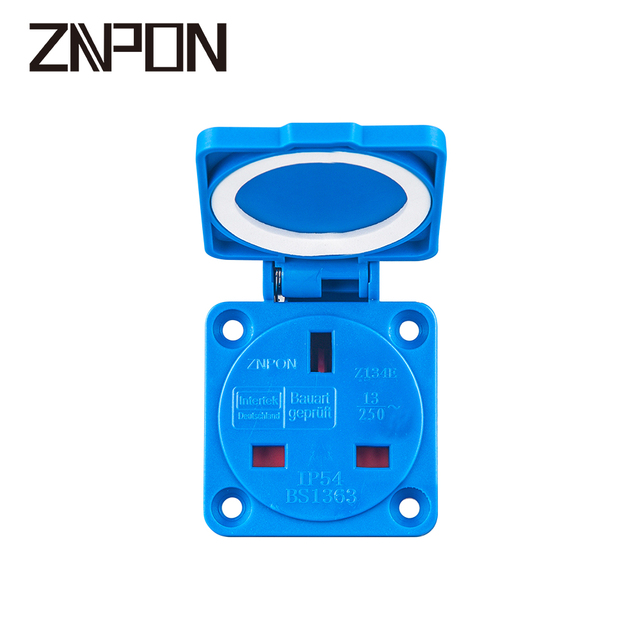 Z134E Waterproof IP54 UK Wall Socket 13A 250V BS Heavy Duty 3pin Plug Industrial Brass Socket Cover