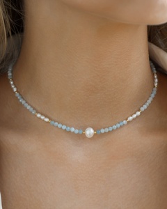 Collier en perles roses en gros, perles d'eau douce véritables, acier inoxydable plaqué or 18 carats, kit de bijoux en pierres naturelles pour femmes - Product Image 2