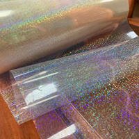 Película Transparente Holográfica de Vidrio Roto para Laminación en Frío, Película PET Holográfica Iridiscente de Vidrio Roto, Hecho en China